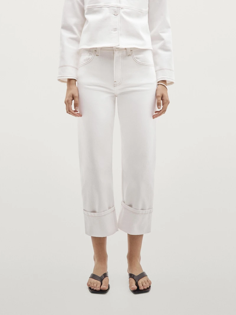 Denim jacket with contrast seam