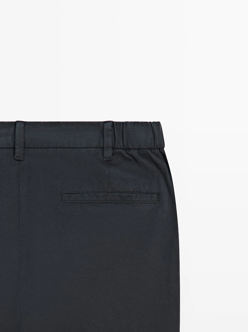 Cotton blend slim fit trousers