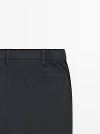 Cotton blend slim fit trousers