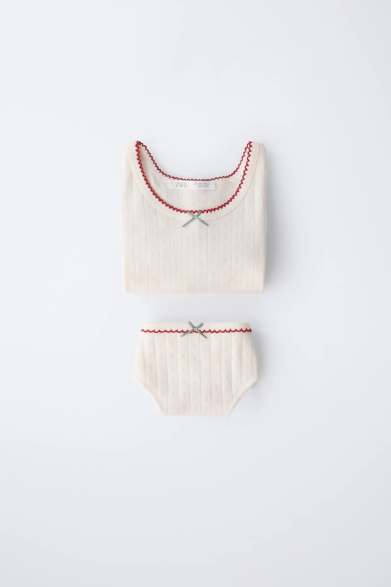 AGES 6-14 / POINTELLE TOP AND UNDERWEAR SET