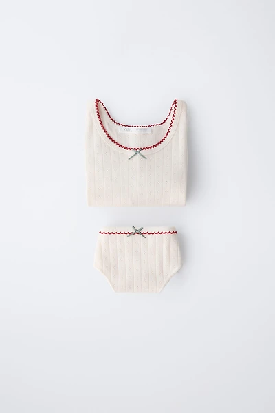 AGES 6-14 / POINTELLE TOP AND UNDERWEAR SET