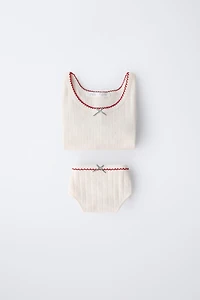 AGES 6-14 / POINTELLE TOP AND UNDERWEAR SET