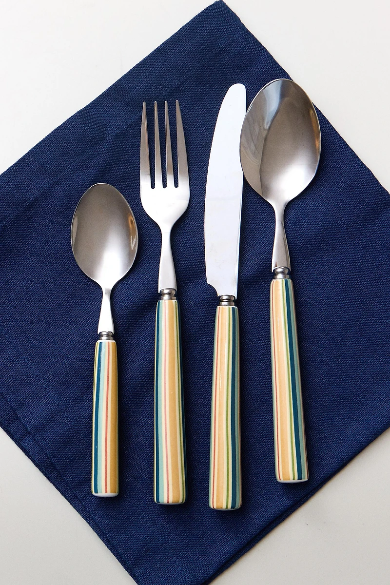 CERAMIC HANDLE FLATWARE SET (SET OF 4)