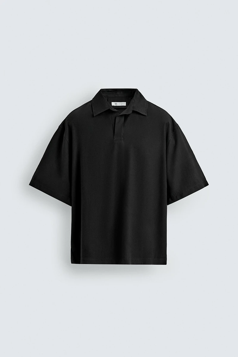 RELAXED FIT FLOWY POLO SHIRT
