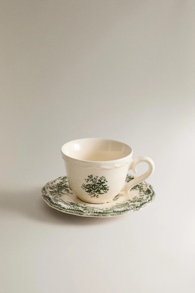 TASSE À CAFÉ AVEC SOUCOUPE À MOTIF FLORAL
