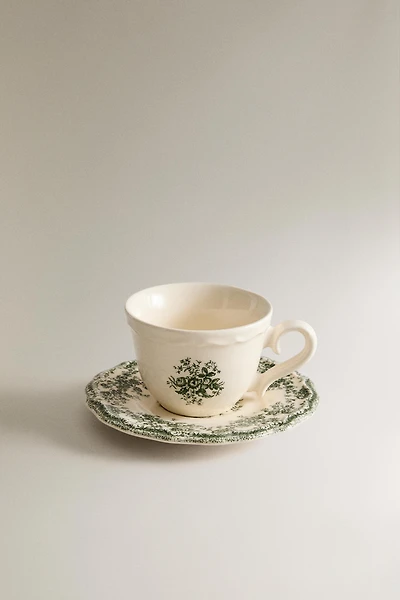FLORAL COFFEE CUP AND SAUCER