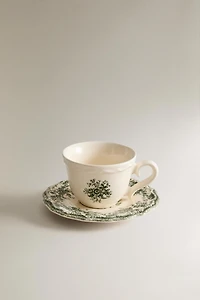 TASSE À CAFÉ AVEC SOUCOUPE À MOTIF FLORAL
