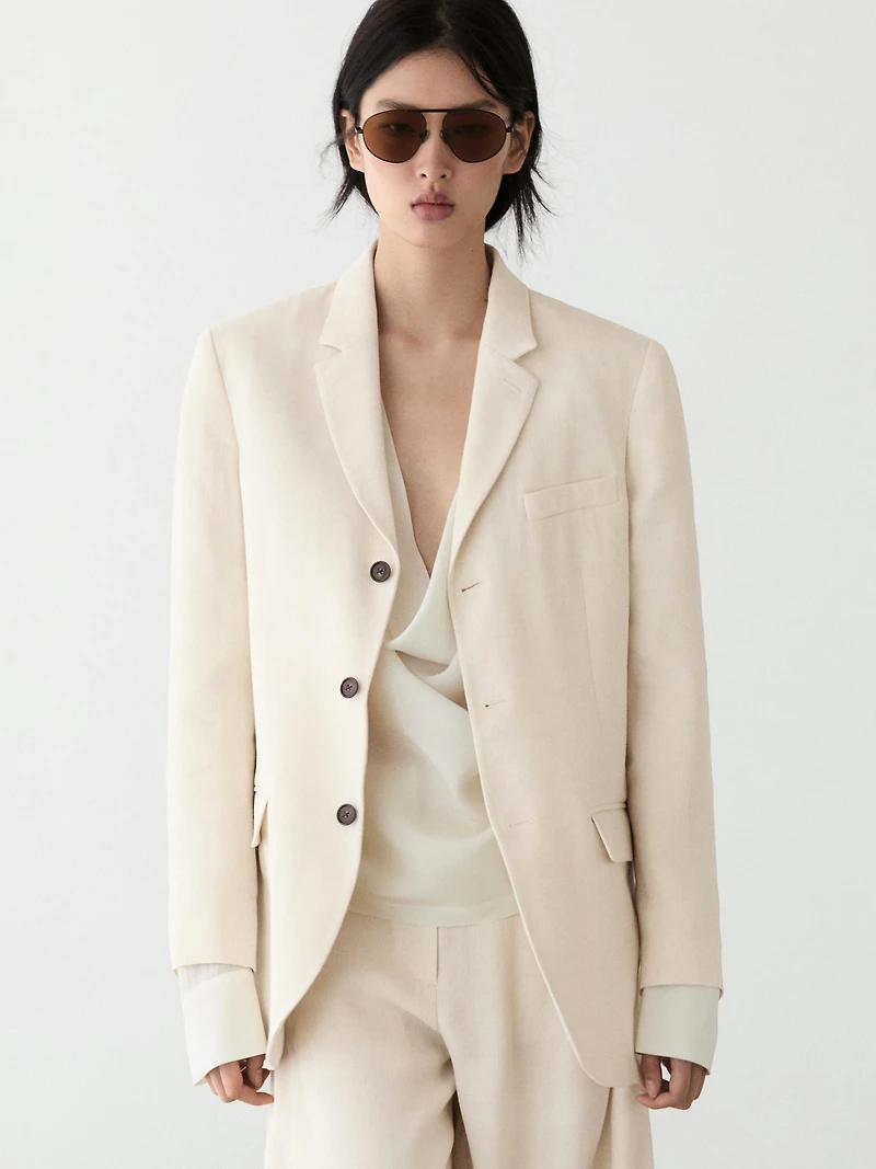 Linen blend suit blazer