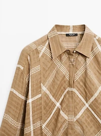 Flowing linen blend check shirt