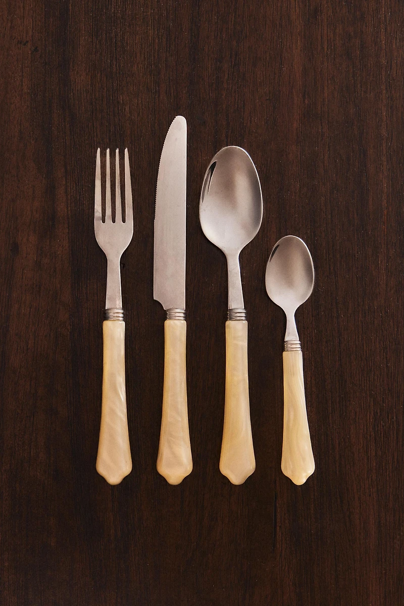 4-PIECE FLATWARE SET WITH PEARL-EFFECT HANDLE