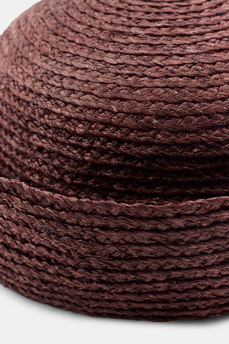 100% RAFFIA CAP WITH TURN-UP