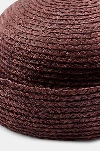 100% RAFFIA CAP WITH TURN-UP