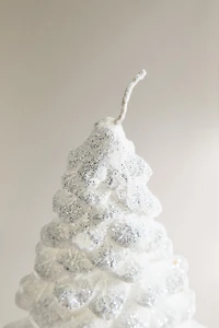 BOUGIE SAPIN DE NOËL ENNEIGÉ PAILLETÉ