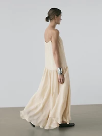 Robe midi fluide avec détail plissé