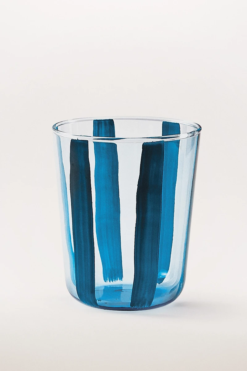 GLASS TUMBLER WITH LINE DESIGN