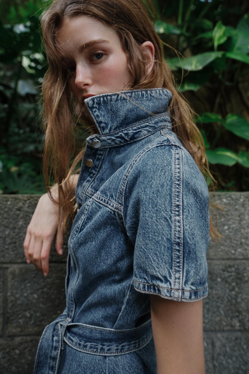 Z1975 BELTED MINI DENIM DRESS