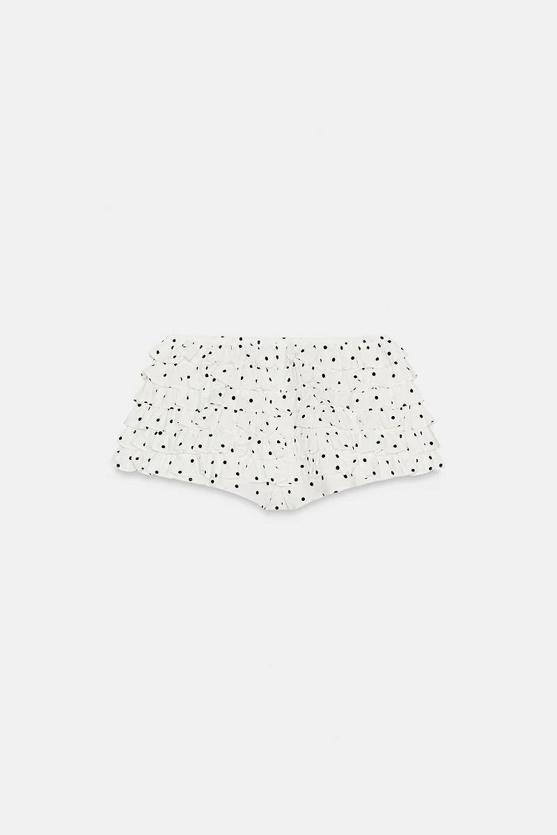 POLKA DOT RUFFLE MINI SHORTS