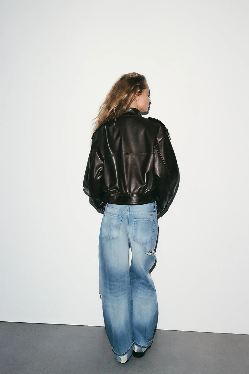 TRF RIPPED FOLDED BAGGY JEANS