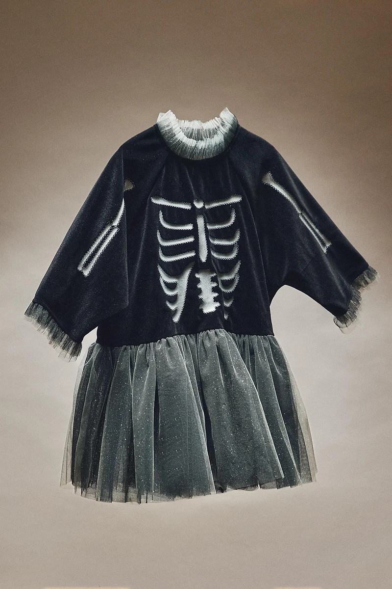 CHILDREN'S HALLOWEEN TULLE SKELETON COSTUME