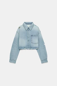 SURCHEMISE CROP EN DENIM TRF