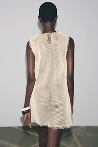 CROCHET DRESS WITH FLORAL EMBROIDERY ZW COLLECTION