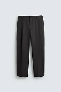 TEXTURED PLEATED PANTS