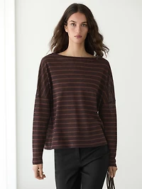 T-shirt en maille rayée lin