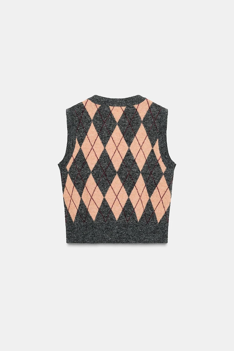 GILET EN MAILLE À LOSANGES