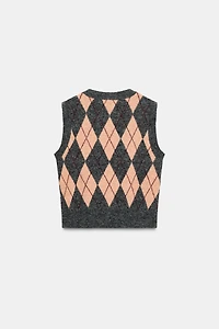 GILET EN MAILLE À LOSANGES