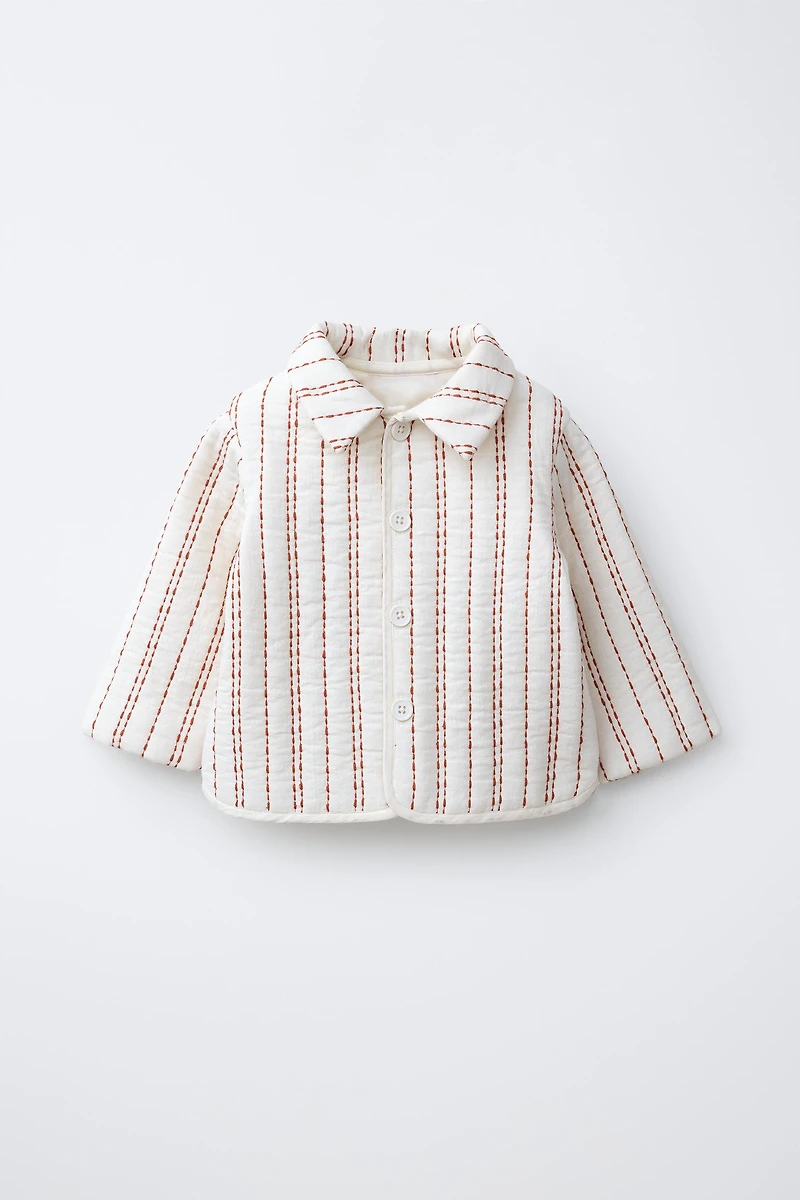 EMBROIDERED STRIPE PUFFER JACKET