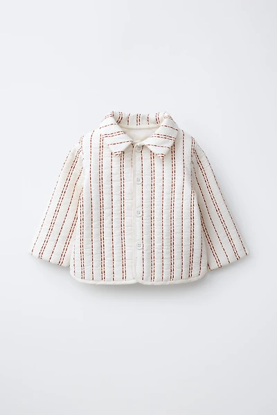 EMBROIDERED STRIPE PUFFER JACKET