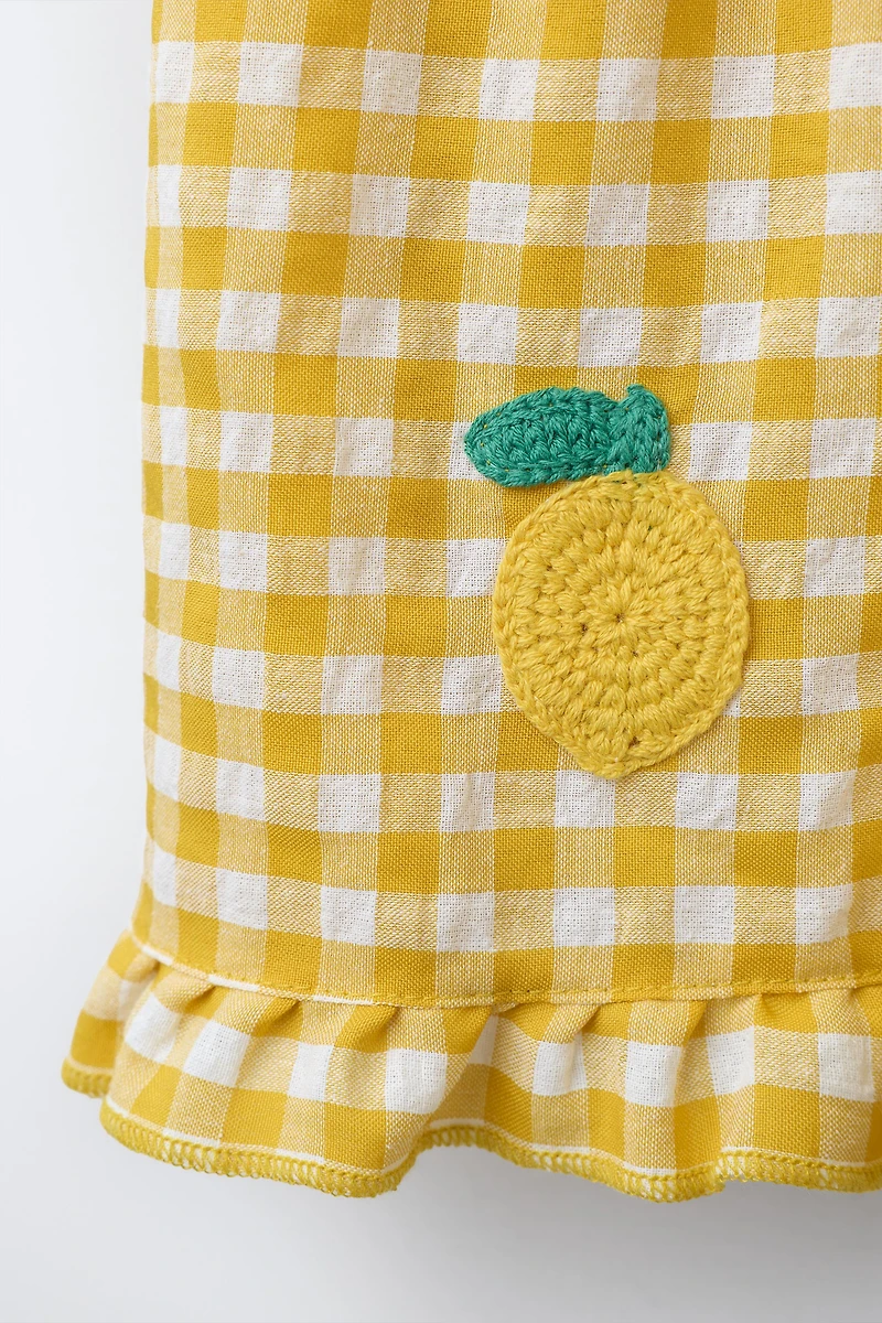 CASA LAWA X ZARA KIDS GINGHAM LEMON KNIT DRESS