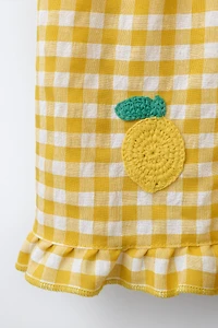 CASA LAWA X ZARA KIDS GINGHAM LEMON KNIT DRESS