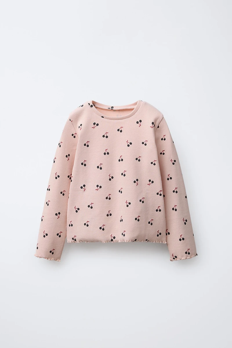 T-SHIRT CÔTELÉ IMPRIMÉ