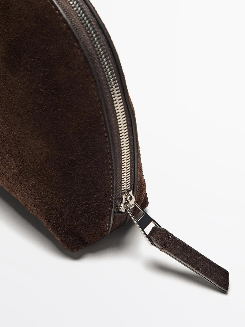 Split leather toiletry bag