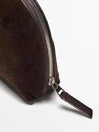 Split leather toiletry bag