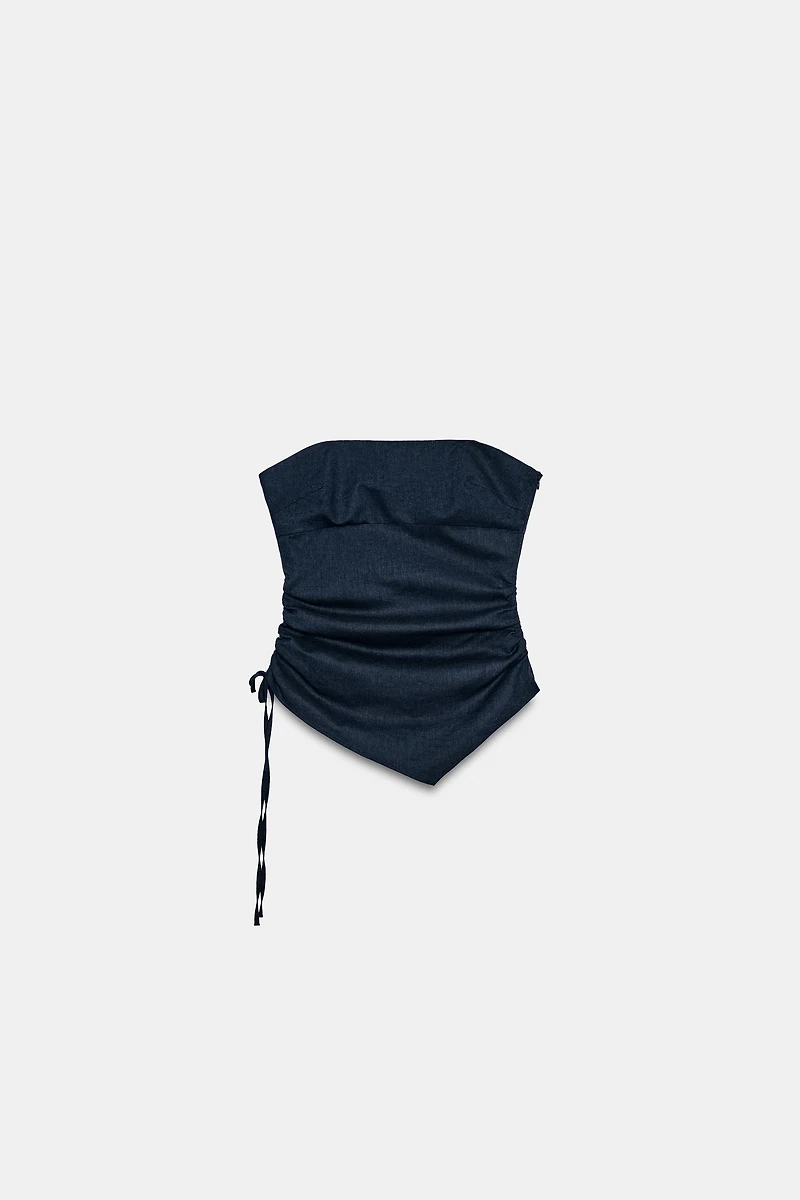 DRAPED LINEN TOP
