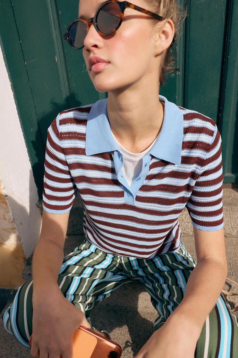POLO EN MAILLE À RAYURES