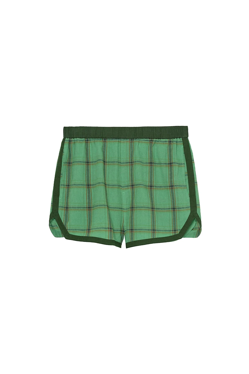 CONTRAST PLAID SIDE STRIPE SHORTS