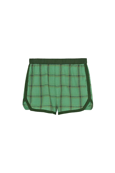 CONTRAST PLAID SIDE STRIPE SHORTS