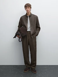 Veste bomber total look lin délavé