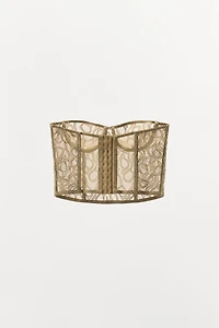 METALLIC THREAD LACE UNDERWIRE CORSET