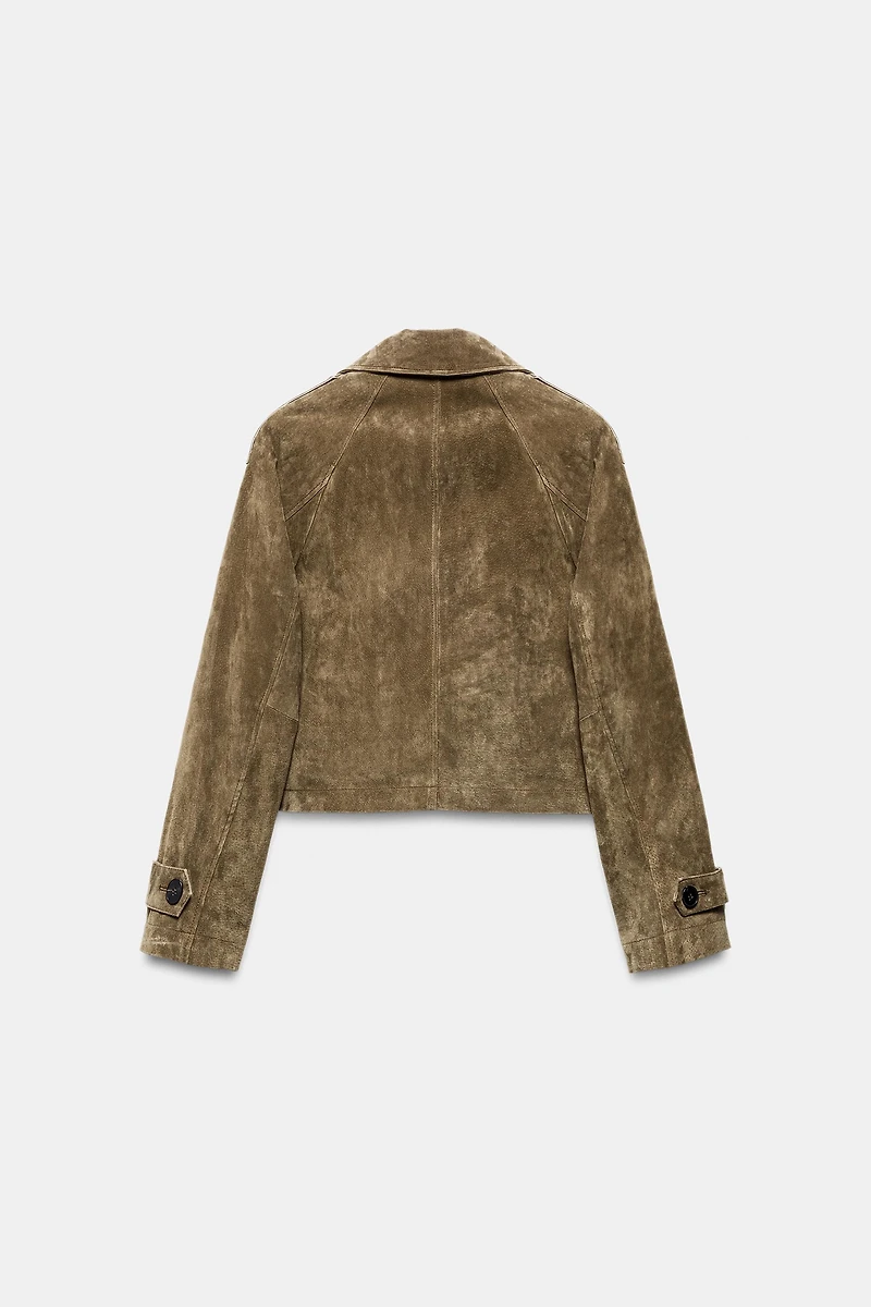 TRENCH COURT CROISÉ 100% CUIR