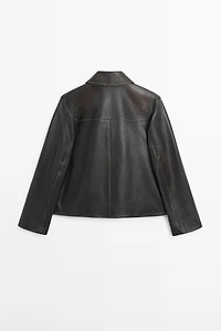 Short nappa leather jacket