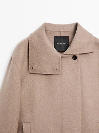 Manteau laine à col montant
