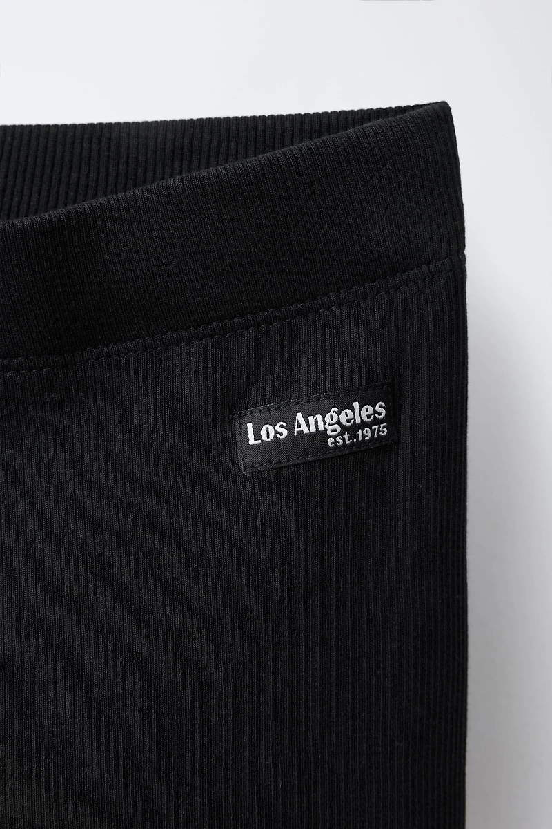RIBBED LEGGINGS WITH LABEL