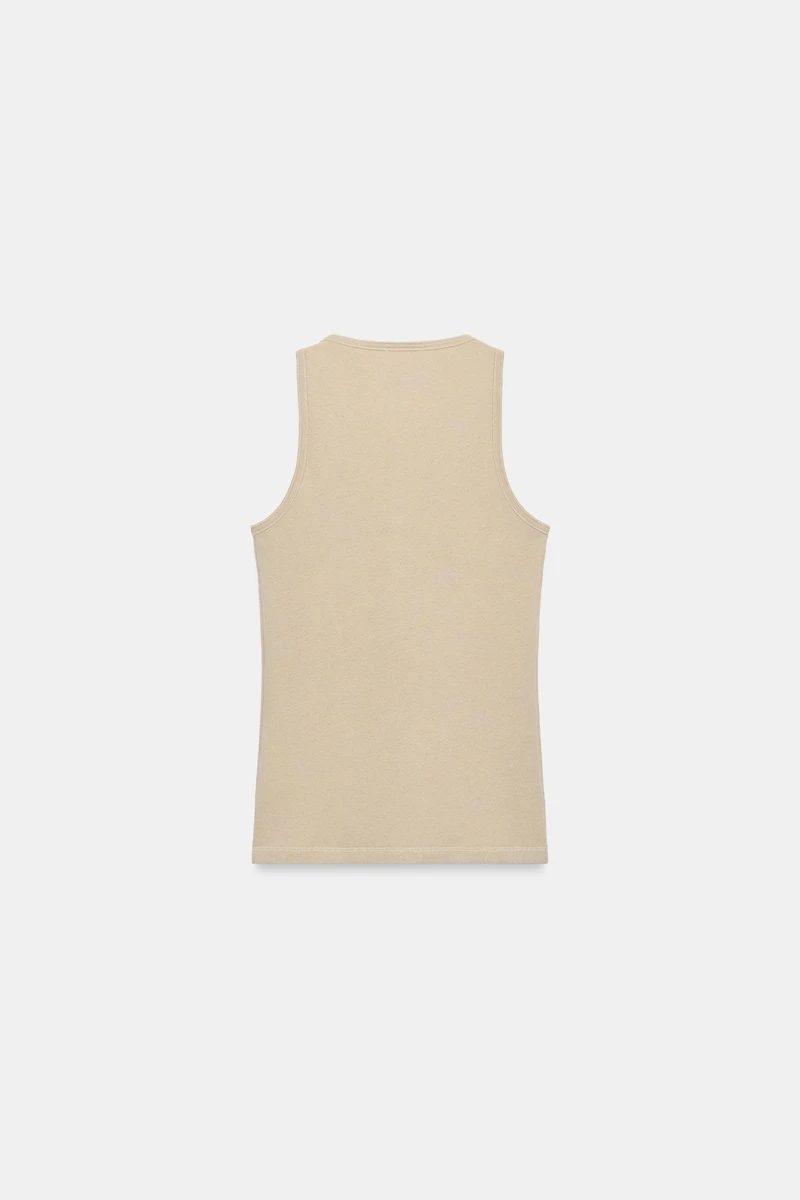 LINEN BLEND BUTTON-FRONT TOP