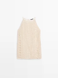 Short openwork dress with metallic detail