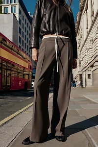 DOUBLE WAIST WIDE LEG PANTS