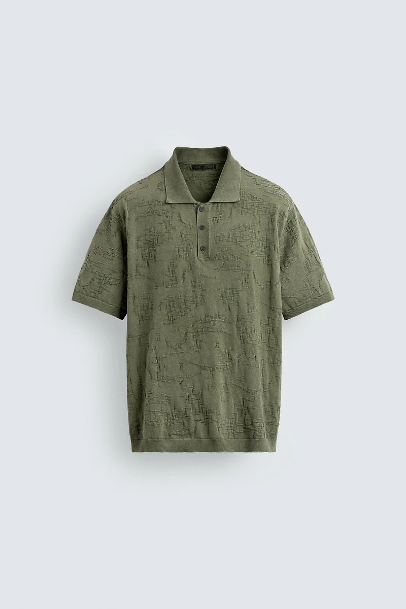 RELAXED FIT JACQUARD KNIT POLO SHIRT